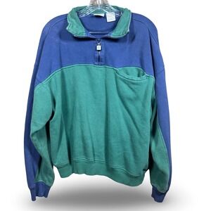 VTG 90s Colorblock Jerzees Large Unisex L Sweatshirt Quarter Zip Pullover Retro